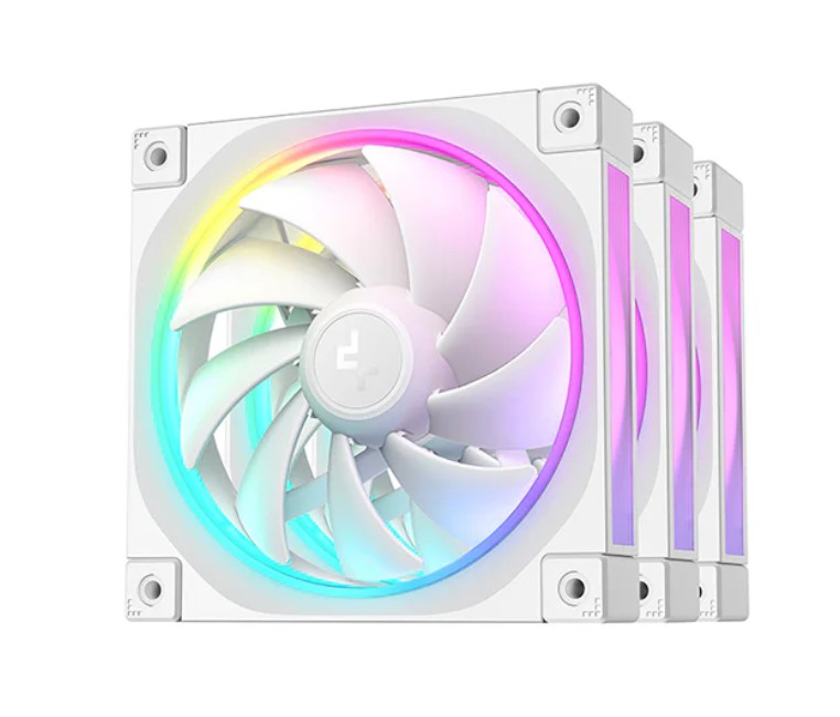[6933412711070] 6933412711070 DeepCool FL12 White 120mm Unique ARGB Fans, Low Noise, 4-pin PWM, Fluid Dynamic Bearing, Addressable RGB LED