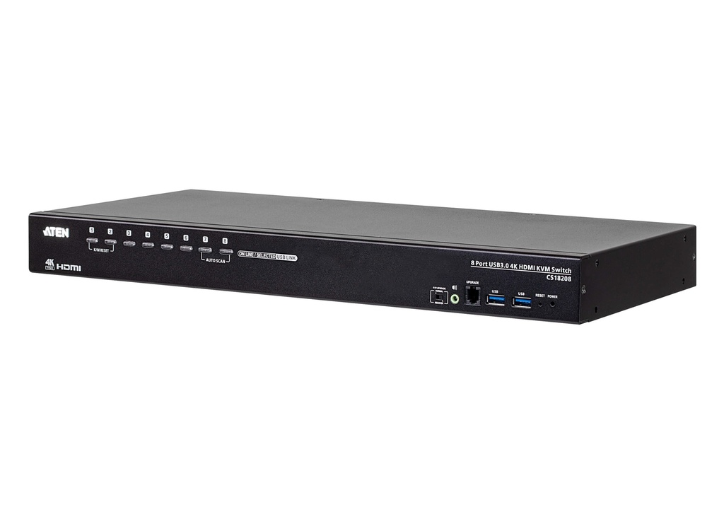 [4710469340697] 4710469340697 Aten 8-Port USB 3.0 4K HDMI KVM Switch, Port Selection: OSD,Hotkey, Pushbutton, RS-232 Commands