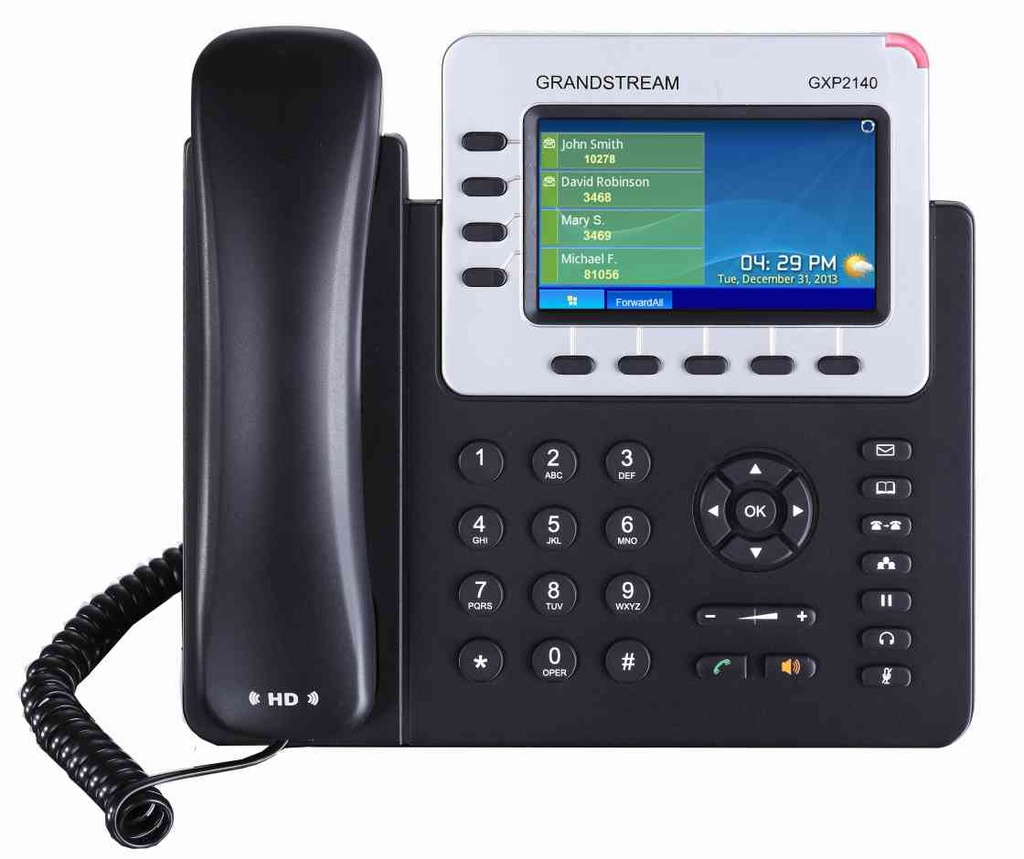 P2140 *LS Grandstream GX 4 Line IP Phone, 4 SIP Accounts, 480x272 Colour LCD Screen, HD Audio, Built-In Bluetooth, Powerable Via POE