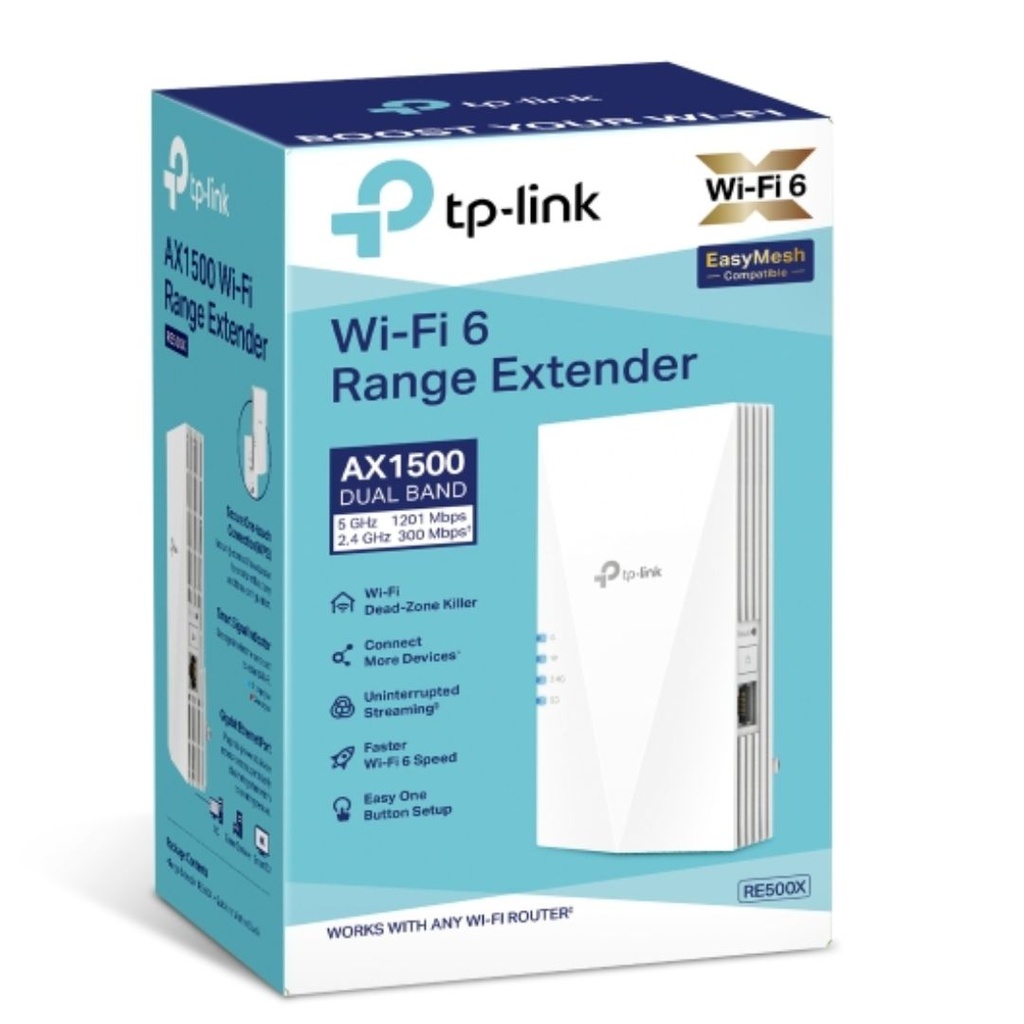 X1500 TP-Link RE500X A Wi-Fi Range Extender, WIFI6, OneMesh, Whole Home Coverage, AP Mode, Gigabit Ethernet Port