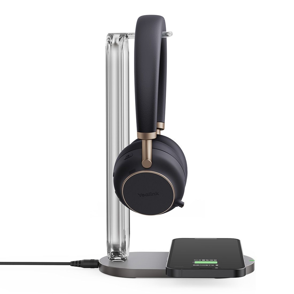 Yealink BH76 Bluetooth Stereo Headset with Charging Stand, UC, USB-A, Microsoft Teams  UC Certified, ANC, Retractable 5 Microphone, 35 Hours Battey
