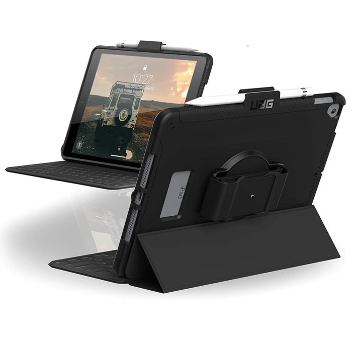 H114040 UAG Scout Apple iPad (10.2") (9th/8th/7th Gen) Handstrap Rugged Case - Black (12191), DROP+ Military Standard, 1 Year Warranty