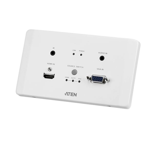 E2812AEUT Aten V HDMI  VGA HDBaseT Transmitter with EU Wall Plate / PoH (4K@100m) (HDBaseT Class A), Built-in PoH, Auto-switch