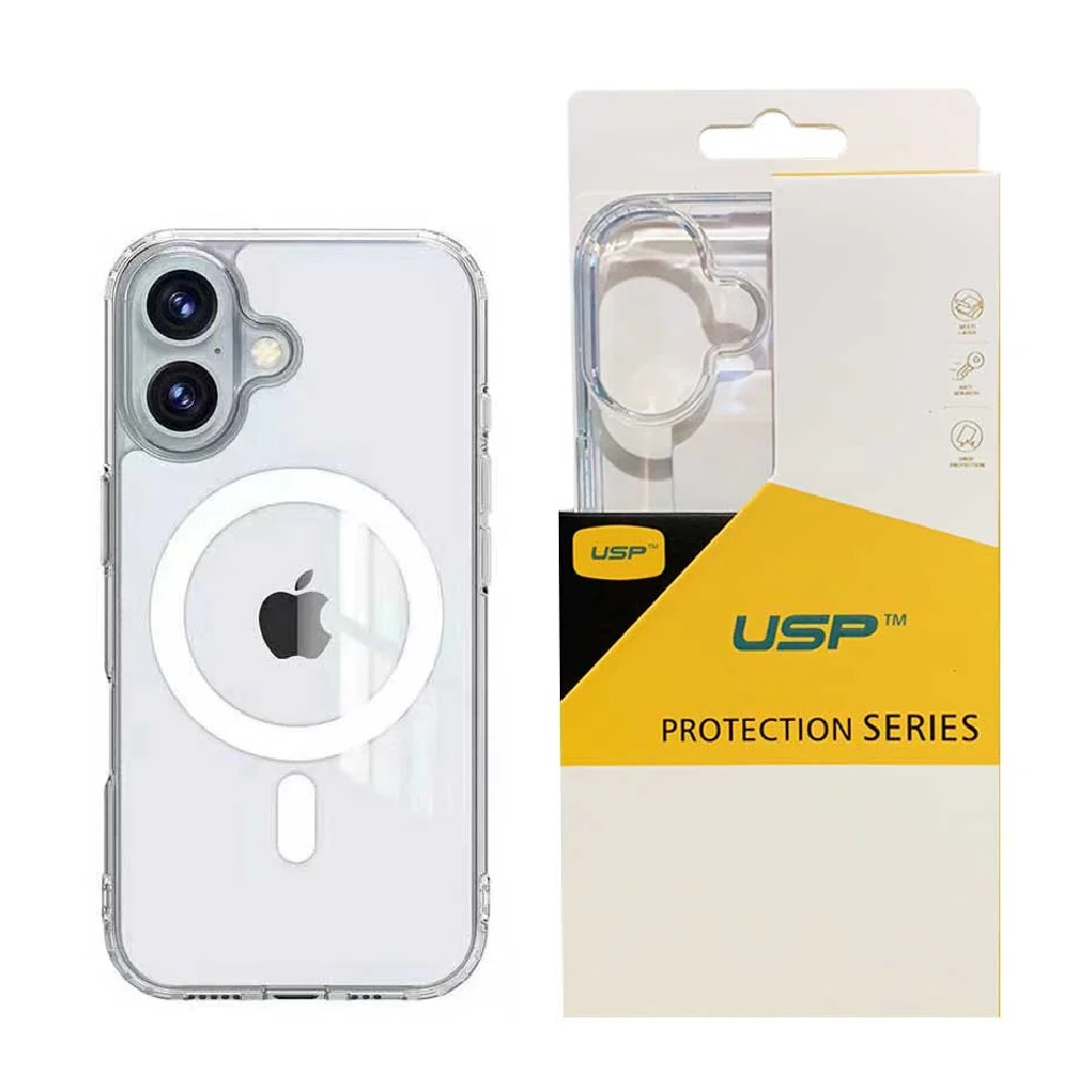 [6976552042109] 6976552042109 USP Apple iPhone 16 (6.1") Clear Rock Shockproof Case with MagSafe - Ultra-Thin, Lightweight, Non-Slip, Multi-Layer, Strong And Durable Materials