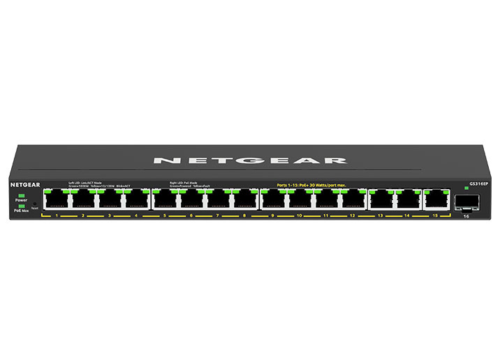[GS316EP-100AUS] GS316EP-100AUS NETGEAR 16 Port PoE Gigabit Ethernet Plus Switch (GS316EP) - with 16 x PoE+ @ 180W, Desktop/Wall Mount