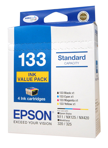 [T133692] T133692 EPSON 4 STANDARD CAPACITY T133 INKS VALUE PACK (4 COLOURS)