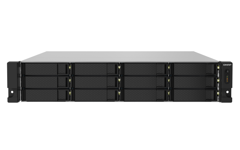12-Bay AL324 quad-core 1.7 GHz rackmount NAS with 250W redundant PSU, 4GB DDR4 UDIMM RAM (max 16GB), SATA 6Gb/s, 2x 10GbE SFP+, 2x 2.5GbE