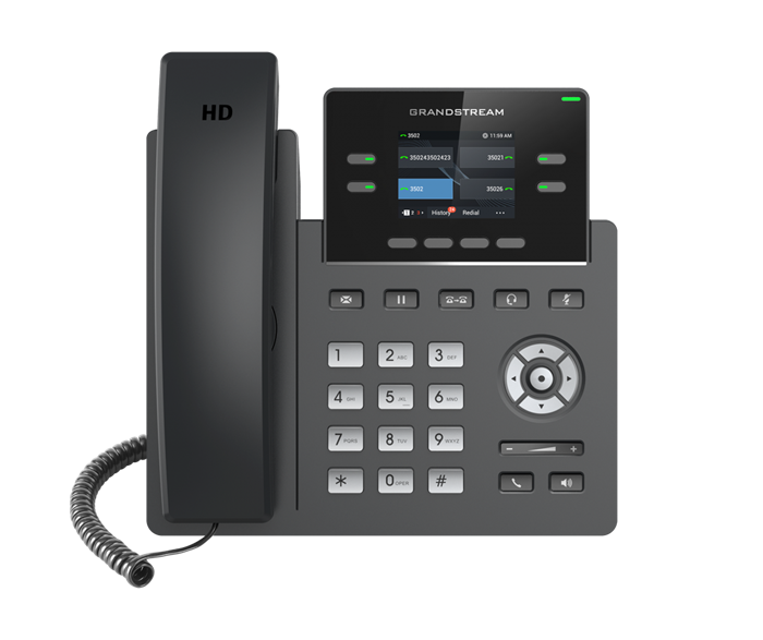 [6947273702825] 6947273702825 Grandstream GRP2612W 4 Line IP Phone, 2 SIP Accounts, 320x240 Colour Screen, HD Audio, Inbuilt WiFi, Includes PSU