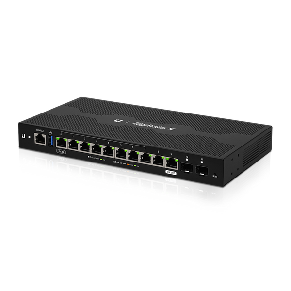 [817882023924] 817882023924 Ubiquiti EdgeRouter 12 - 10-Port Gigabit Router, 2 SFP Ports- 24v Passive PoE In and Out (Limited) - 1GHz Quad Core Processor - 1GB RAM,  2Yr War