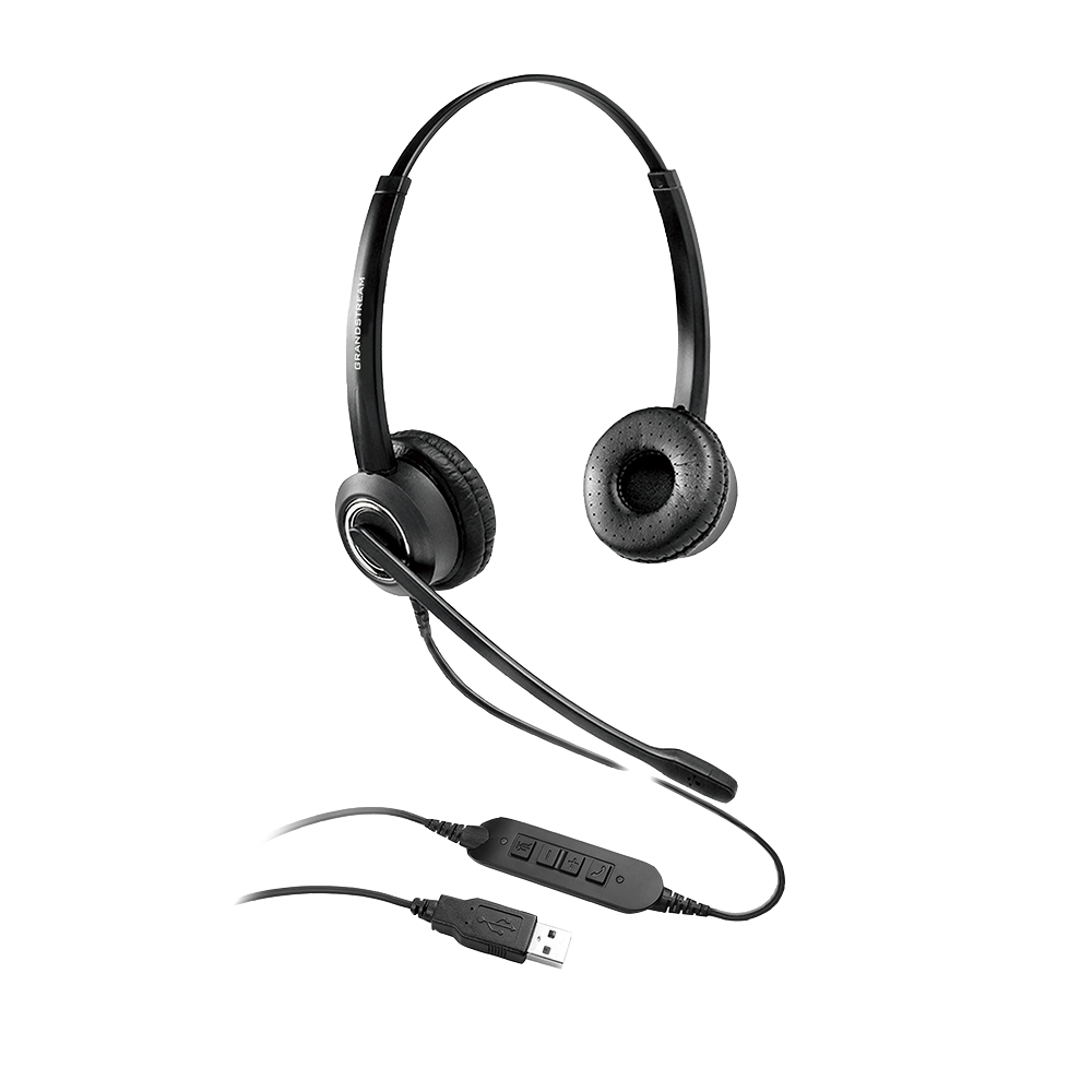[6947273703334] 6947273703334 Grandstream GUV3000 Dual Ear USB Headset, Noise Canceling Microphone, HD Audio, 2m USB Cable, Suits Teams, Zoom, 3CX, Inline Controls