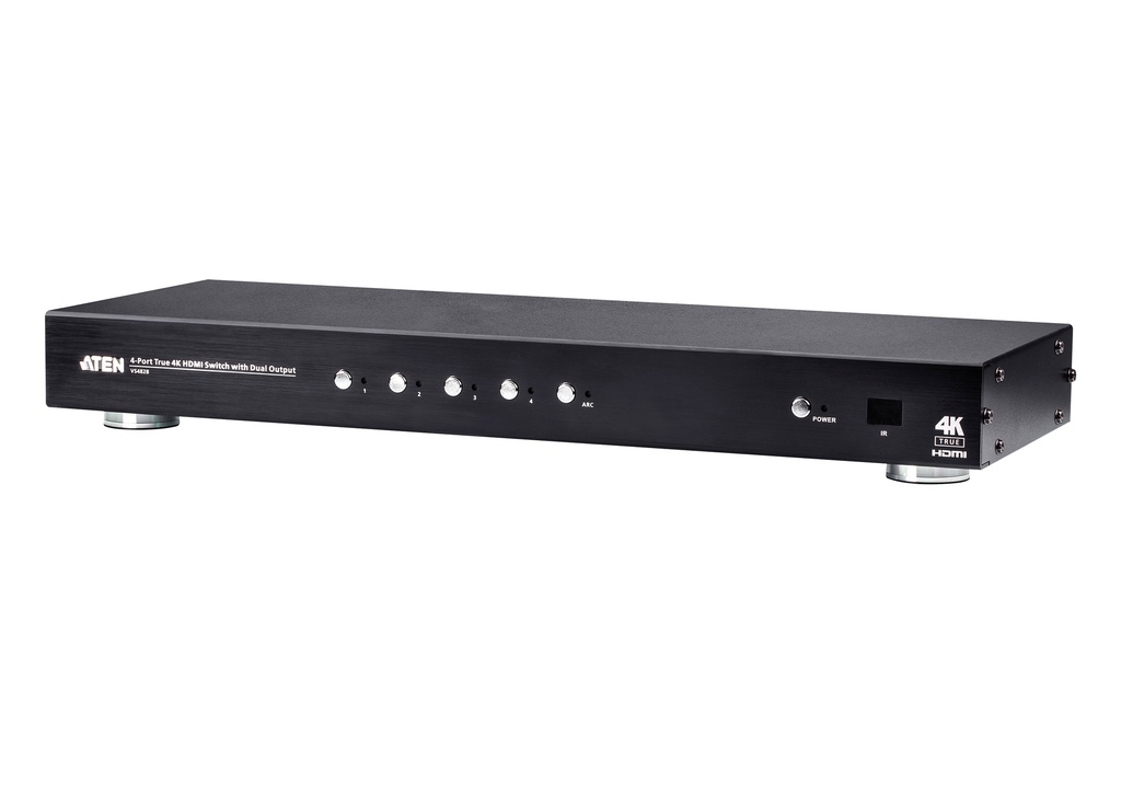 [4719264649325] 4719264649325 Aten 4 Port Dual Output True 4K HDMI Switch, select input ports via RS232 control, HDCP 2.2 compliant, IR Extension