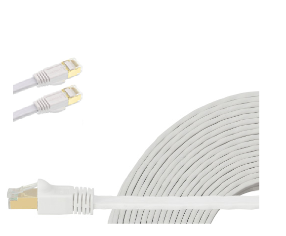 [4717964704368] 4717964704368 Edimax 1m White 40GbE Shielded CAT8 Network Cable - Flat 100% Oxygen-Free Bare Copper Core, Alum-Foil Shielding, Grounding Wire, Gold Plated RJ45