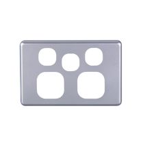 Classic Double Power Point with Extra Switch Cover Plate  - Silver