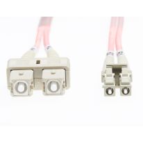 2m LC-SC OM1 Multimode Fibre Optic Cable: Salmon Pink 2mm