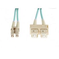 25m LC-SC OM4 Multimode Fibre Optic Duplex Patch Lead: Aqua