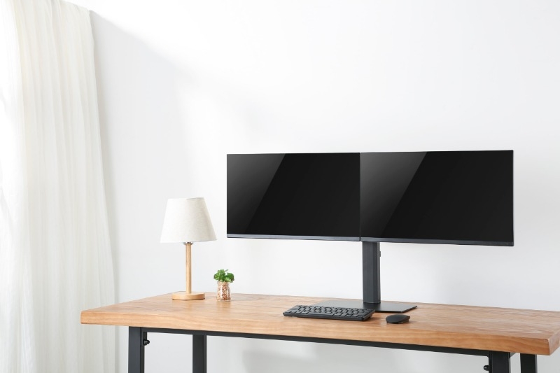 Dual Screen Pneumatic Vertical Lift Monitor Stand Fit Most 17‘-27’ Monitors LDS-22T02