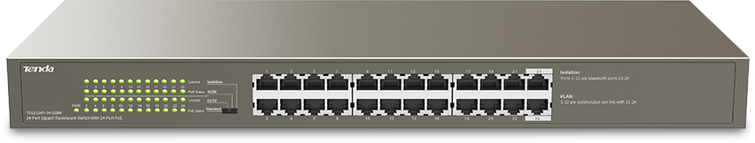 Tenda TEG1124P-24-250W 24-Port Gigabit Ethernet Switch with 24-Port POE/POE+ 802.3af/at