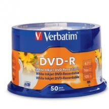 CMVD95137 Verbatim DVD-R 4.7GB 50Pk White InkJet 16x