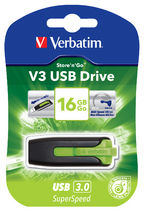 [USV-49177] USV-49177 Verbatim 16GB V3 USB3.0 Green Store'n'Go V3; Rectractable USB Storage Drive Memory Stick