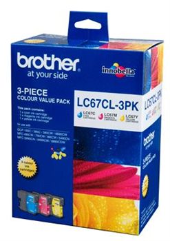 [COB-LC67CL3PK] COB-LC67CL3PK Brother LC-67 Colour Value Pack 1 x Cyan, 1 x Magenta, 1 x Yellow
