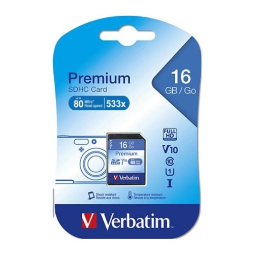 [FMSD16GBC10] FMSD16GBC10 Verbatim SDHC 16GB (Class 10) Up to 45MB/Sec 300X read speed