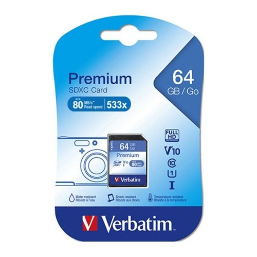FMSDXC64GB Verbatim SDXC 64GB (Class 10 UHS-I) Up to 45MB/Sec 300X read speed