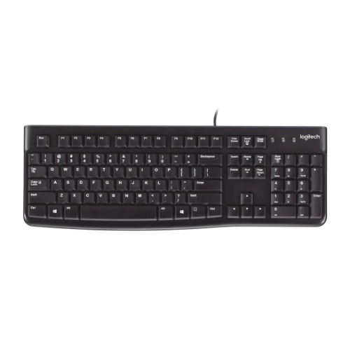 KBLT-K120 Logitech K120 Wired Keyboard Quiet typing Spill-resistant Durable keys Thin profile Curved space bar Adjustable tilt legs