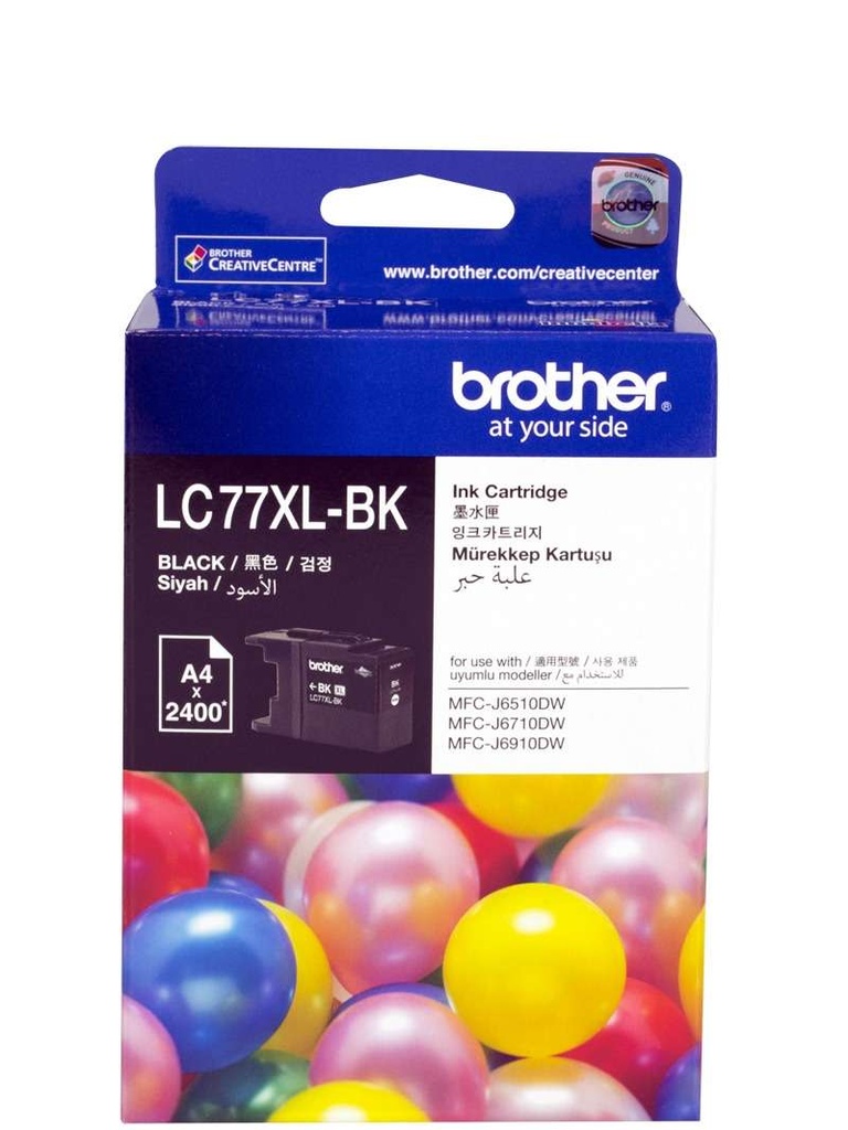 COB-LC77XLBK Brother LC-77XLBK Black Super High Yield Ink Cartridge- MFC-J6510DW/J6710DW/J6910DW/J5910DW - up to 2400 pages