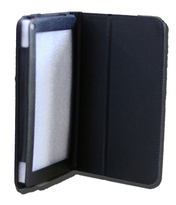 NALT7-CBLACK LeaderTab7 Folio Case Black Faux Leather. Camera hole rear