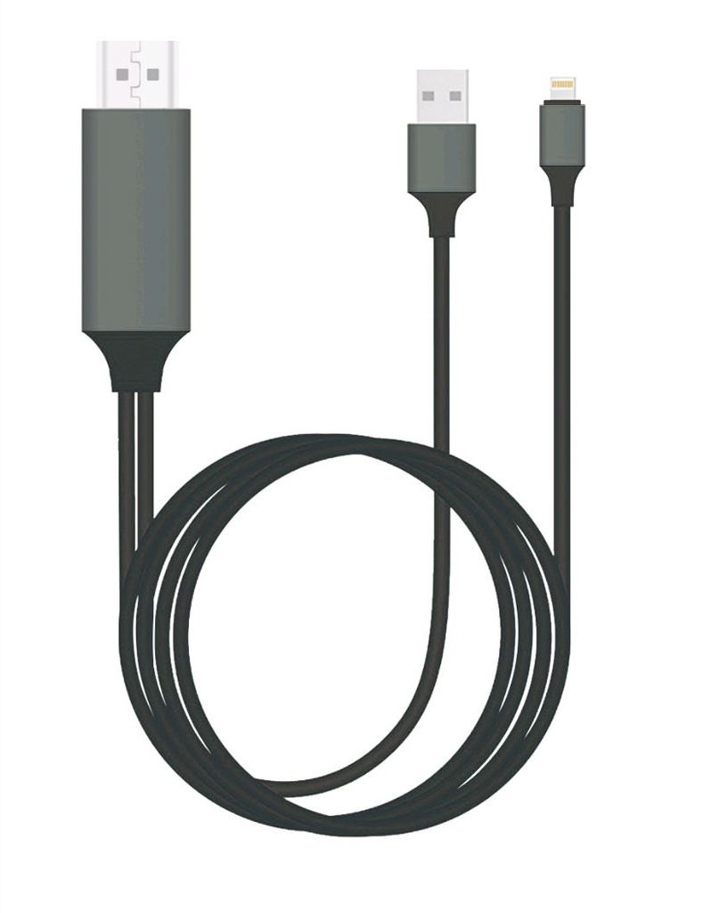 [CBGEN-CABLIGHTNINGTV] CBGEN-CABLIGHTNINGTV 8Ware HDMI to Lightning 2m Cable for iPhone & iPad Plug & Play lightning device to HD TV or Monitor Retail Packaging