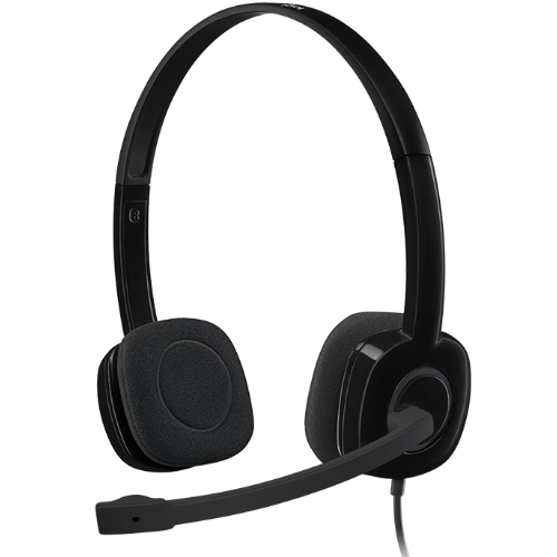 [SPLT-H151BLK] SPLT-H151BLK Logitech H151 Stereo Headset Light Weight Adjustable Headphones with Microphone 3.5mm jack In-line audio controls Noise-cancelling