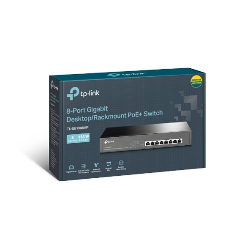 NWTL-SG1008MP (CH)TP-Link TL-SG1008MP 8-Port Gigabit Desktop/Rackmount Switch with 8-Port PoE+ (Replacement model of TL-SG1008PE)