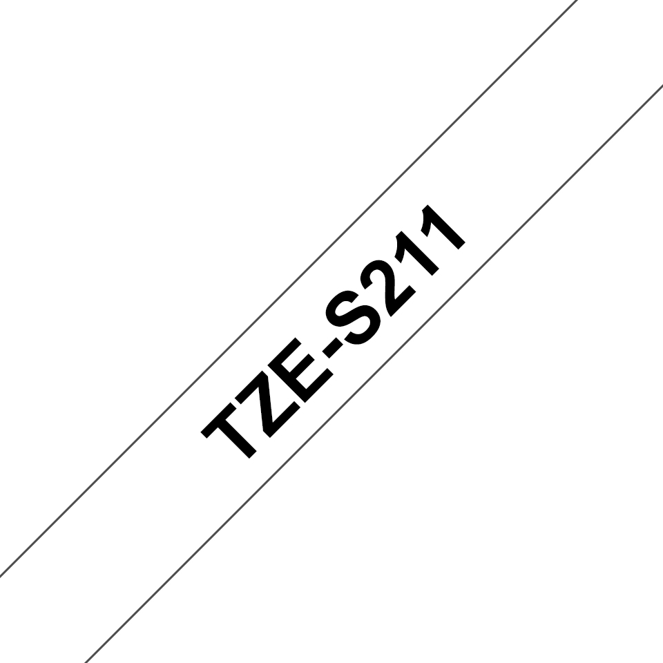 COB-TZE-S211 Brother 6mm Black on White Strong Adhesive TZE Tape