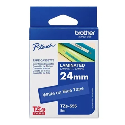 COB-TZE-555 Brother 24mm White on Blue TZE Tape
