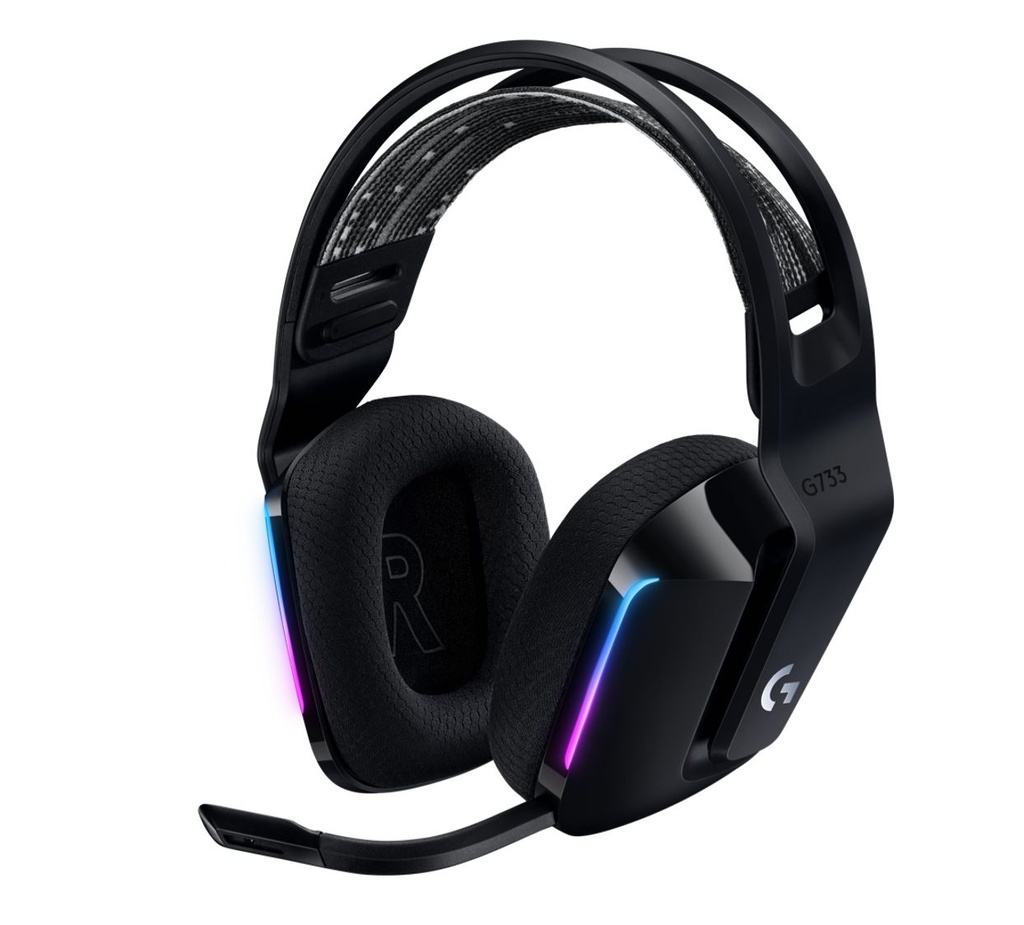 SPLT-G733-BLK Logitech G733 Lightspeed Wireless RGB Gaming Headset Black USB Headphones Frequency Response: 20 Hz - Detchable Cardioid Unidirectional Microphone