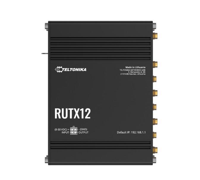[NHT-RUTX12] NHT-RUTX12 Teltonika RUTX12 Dual LTE CAT 6 Industrial Cellular Router, Dual SIM CAT6 4G LTE Router/Firewall with Dual Band WiFi 5, PSU included