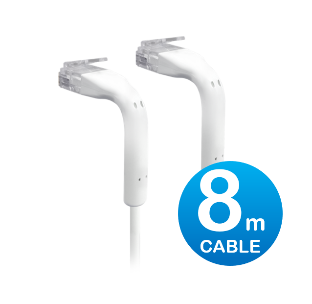 [NHU-UC-PATCH-8M] NHU-UC-PATCH-8M UniFi Patch Cable 8m White, Both End Bendable to 90 Degree, RJ45 Ethernet Cable, Cat6, Ultra-Thin 3mm Diameter U-Cable-Patch-8M-RJ45
