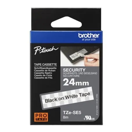 COB-TZE-SE5 Brother 24mm Black on White Security TZE Tape