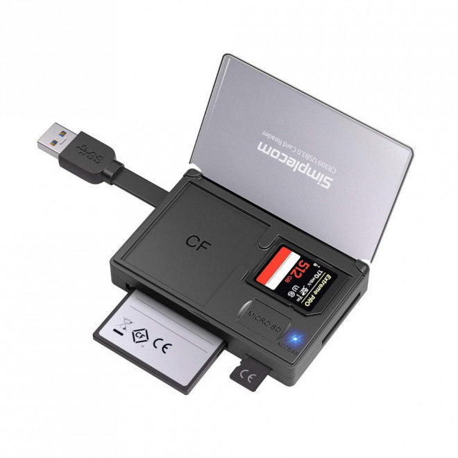 [USSI-CR309] USSI-CR309 Simplecom CR309 3-Slot SuperSpeed USB 3.0 Card Reader with Card Storage Case