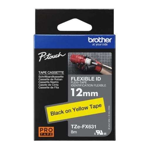COB-TZE-FX631 Brother TZE-FX631 12MM BLACK ON YELLOW FLEXIBLE TZE TAPE