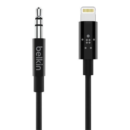 MPABACLC3MBLK Belkin 3.5 mm Audio Cable With Lightning Connector (0.9M) - Black(AV10172bt03-BLK), High Resolution Audio, MFI-Certified, Apple, 2 Years Warranty