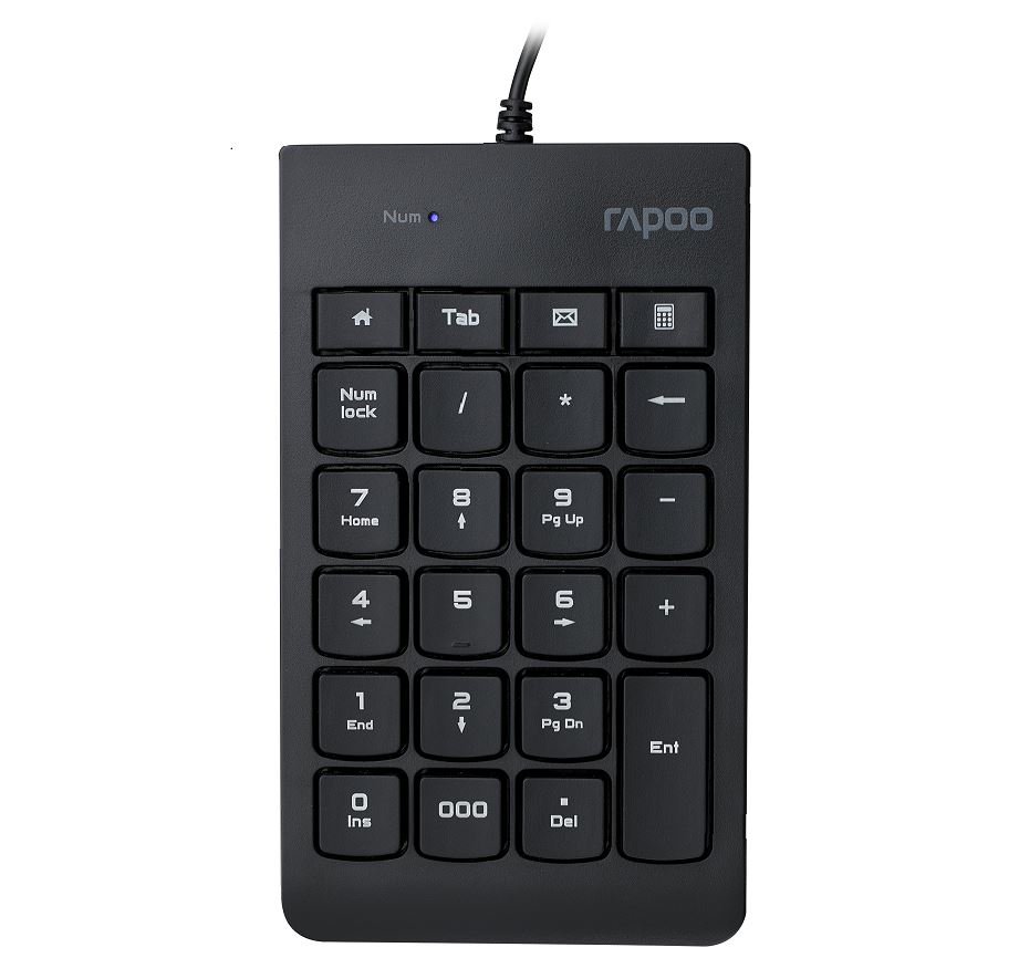 KBRP-K10 RAPOO K10 Wired Numeric NumberPad Keyboard -  Spill Resistant Design, Laser Carved Keycap, Spill-Resistant Design, USB-A