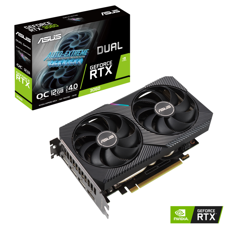 [VCA-RTX3060-O12GDUV2] VCA-RTX3060-O12GDUV2 ASUS nVidia GeForce DUAL-RTX3060-O12G-V2 RTX3060 V2 12GB GDDR6 OC Edition,1867 Mhz Boost, 1xHDMI 2.1 3xDP  1.4a (LHR)