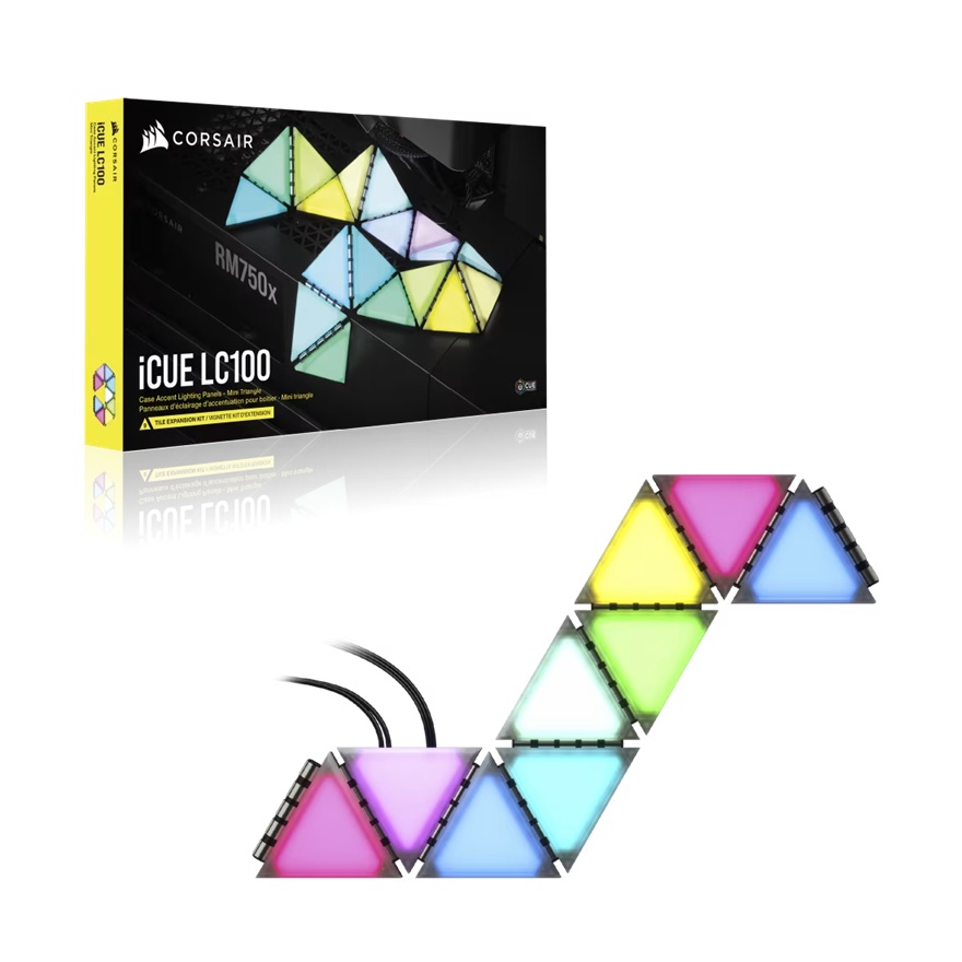 CAC-ICUE-LC100-EXP Corsair iCUE LC100 Case Accent Lighting Panels - Mini Triangle - 9x Tile Expansion Kit (LS)