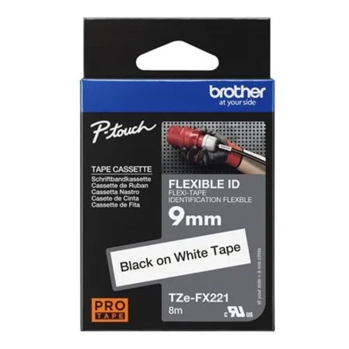 COB-TZE-FX221 Brother TZe-FX221 9mm / 8M Black on White Flexible ID