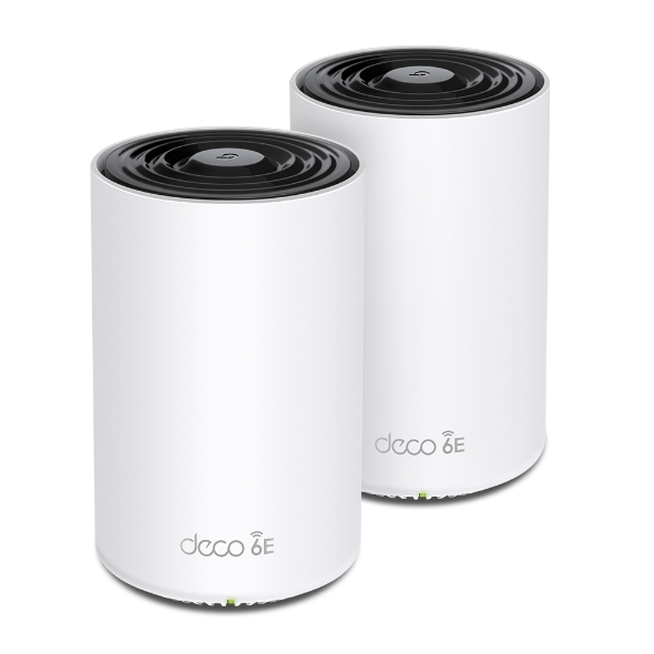 NWTL-DECOXE75PRO-2 TP-Link Deco XE75 Pro(2-pack)) AXE5400 Tri-Band Mesh Wi-Fi 6E System, 574 Mbps at 2.4 GHz + 2402 Mbps at 5 GHz + 2402 Mbps at 6 GHz