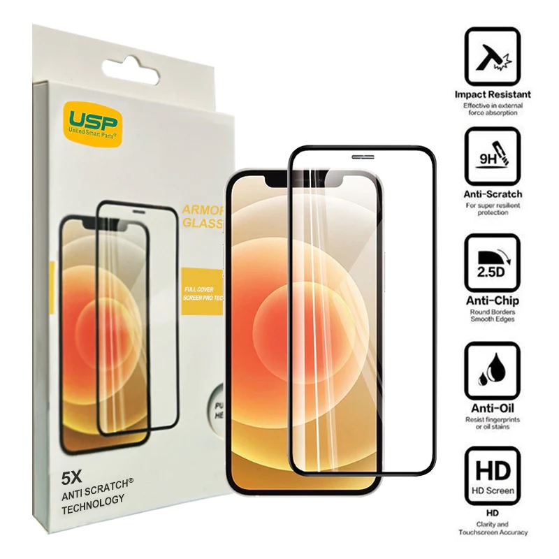 MPA-SPUAG136 USP Apple iPhone 17e /  iPhone 16e / iPhone 14 / iPhone 13 Pro / iPhone 13 (6.1') Armor Glass Full Cover Screen Protector - 5 Years Warranty