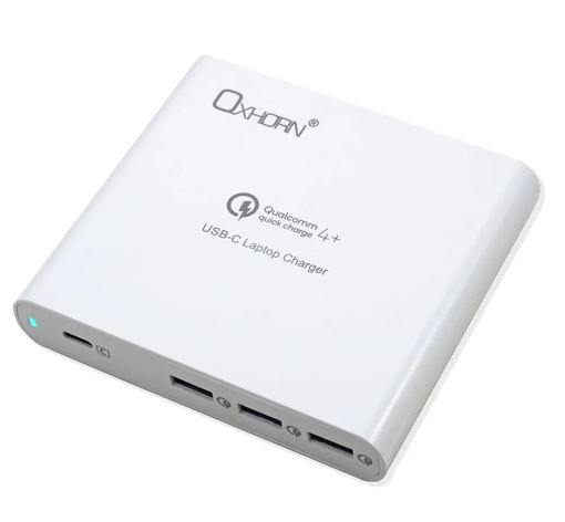 NAO-NB-PD87-PLUS Oxhorn Multi-Functional USB Type C 87W Laptop Notebook Tablet Quick Charge 4 Port 1xUSB-C 3xUSB-A Power Adapter USB-C cable