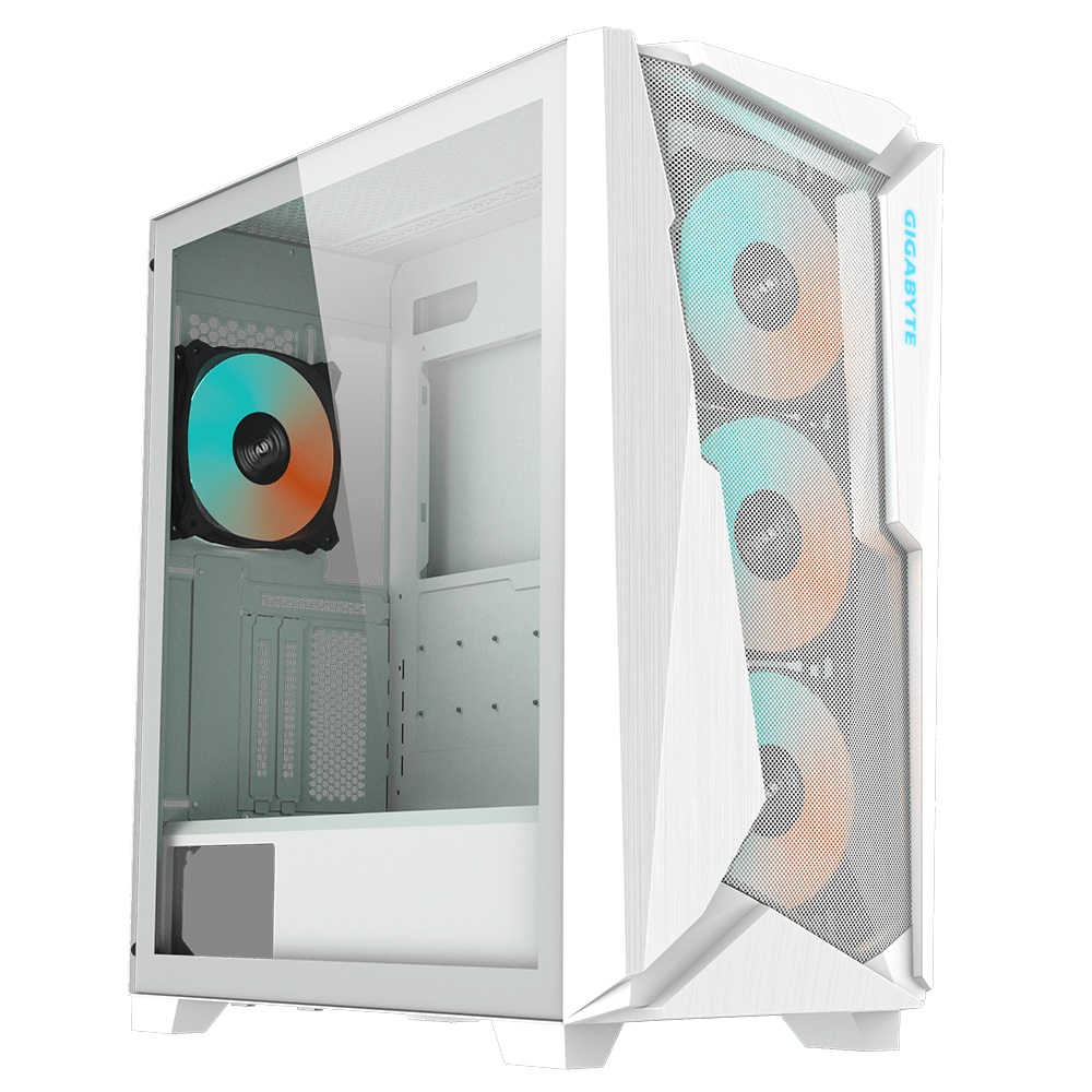 [CAGB-C301GW] CAGB-C301GW (LS) Gigabyte C301 RGB Tempered Glass E-ATX White Mid Tower Gaming Chassis  2x3.5' 2x2.5' 2xUSB3.0 Detachable Dust Filter Liquid Cooling PSU ATX