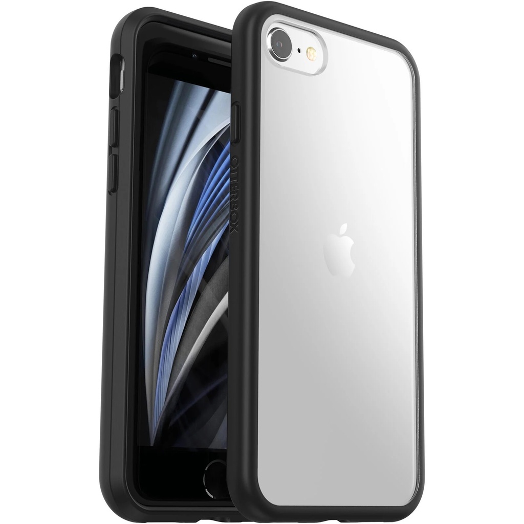 [MPA-OB-AISERCCBLK] MPA-OB-AISERCCBLK OtterBox React Apple iPhone SE (3rd & 2nd Gen) and iPhone 8/7 Case Black Crystal (Clear/Black) - (77-80951), DROP+ Military Standard, 7 Years Warranty